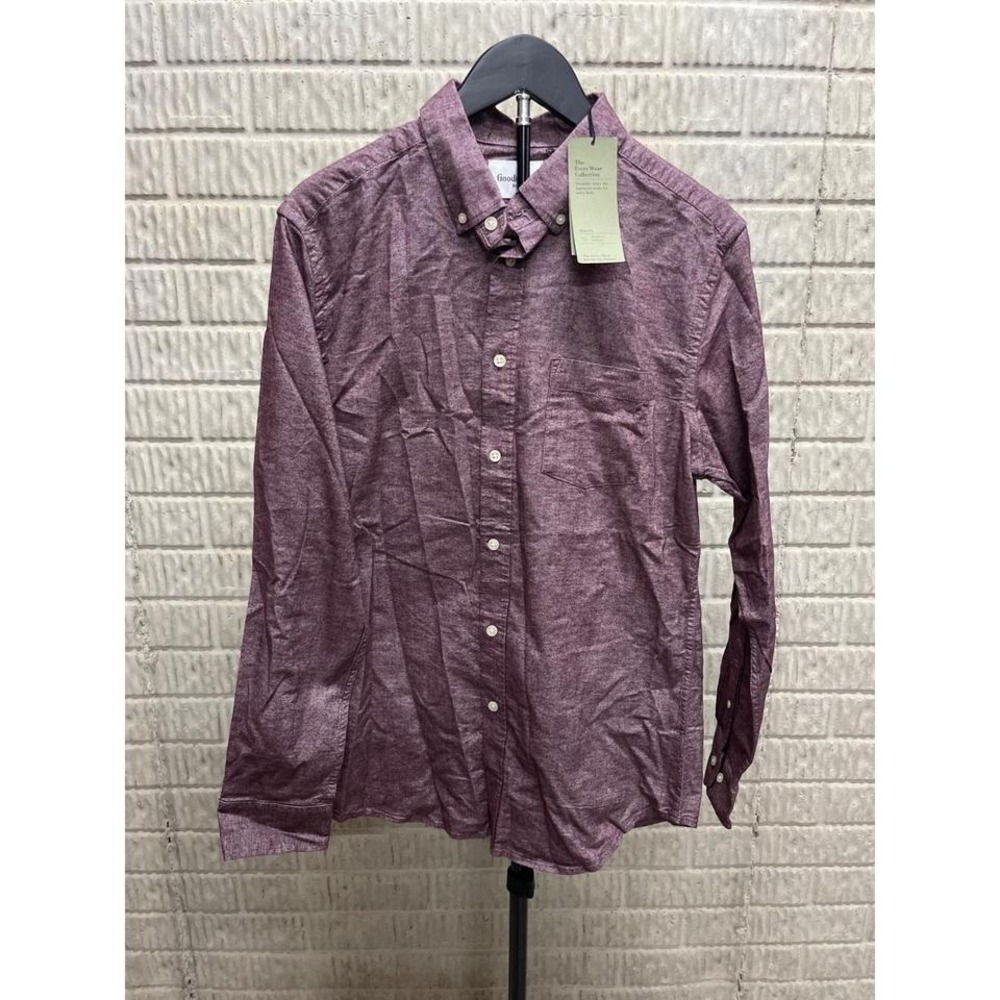 Goodfellow & Co‎ Mens Slim Fit Every Wear Button-Up Oxford Shirt Burgundy Red M